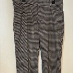 Banana Republic Wood Plaid Tweed Houndstooth Black/Brown Tailored Trousers